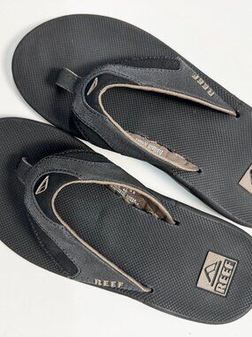 REEF Fanning Men's Flip Flops, Grey/Brown, Size 8 - Like New